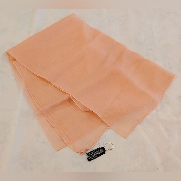 Free Vintage Silk Sheer Chiffon Scarf Peachy Pink - Picture 1 of 8